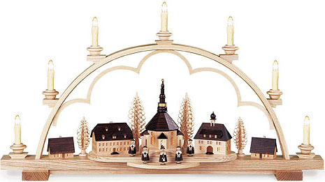 52cm Original Erzgebirge 3D Schwibbogen aus dem Erzgebirge Kirche Seiffen 3D